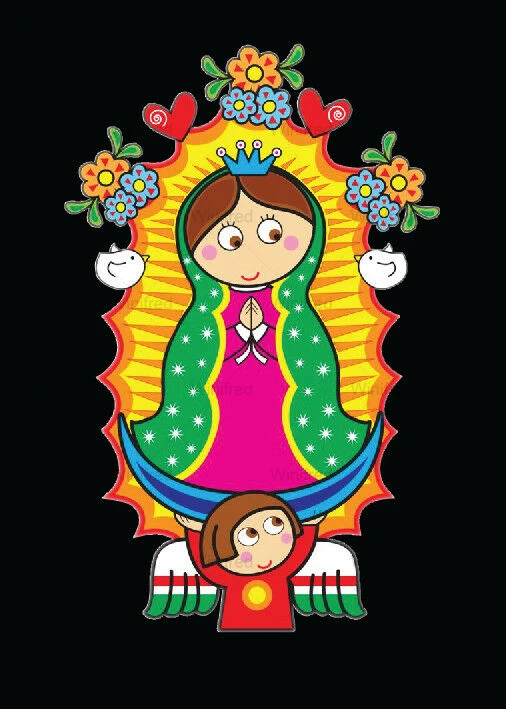  Pintura de diamante brillante 5D DIY, retrato milagroso de dibujos animados, Virgen de Guadalupe, decoración del hogar, decoración del catolicismo, religión, bordado de diamantes _