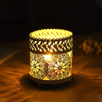 

Snowflake Cutout Candle Holder 2 Set 8×9cm Lantern Metal Candlestick Creative Candlelight for Home Living Room Tables