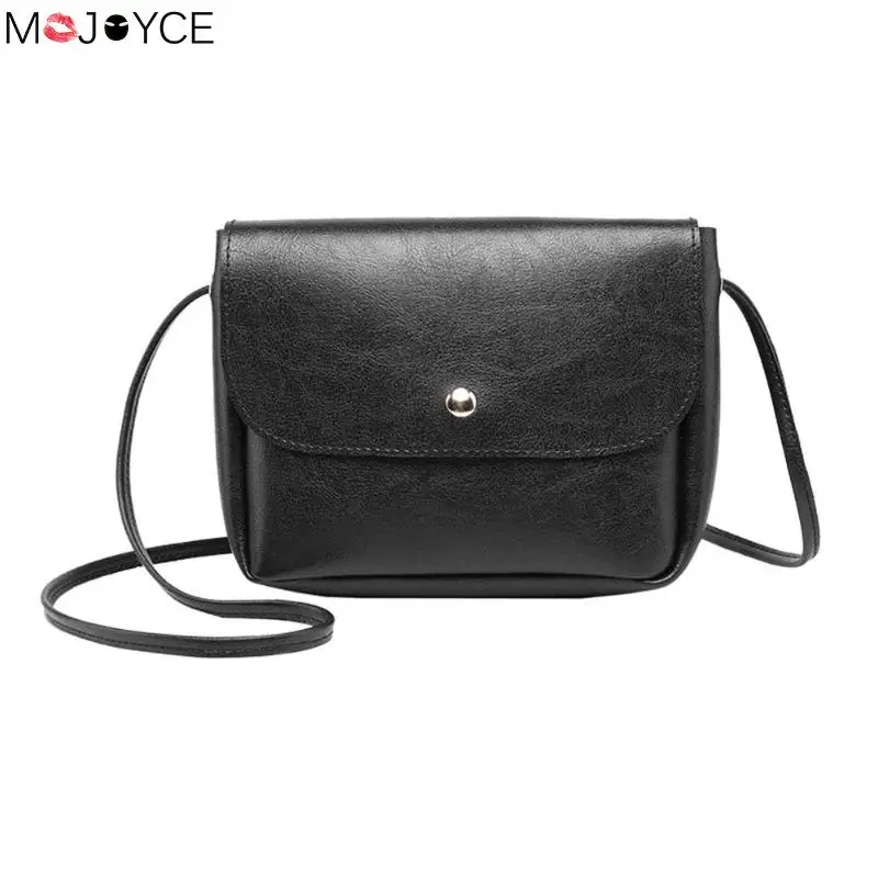 Женские винтажные сумки через плечо одноцветные кожаные с мелким клапаном из