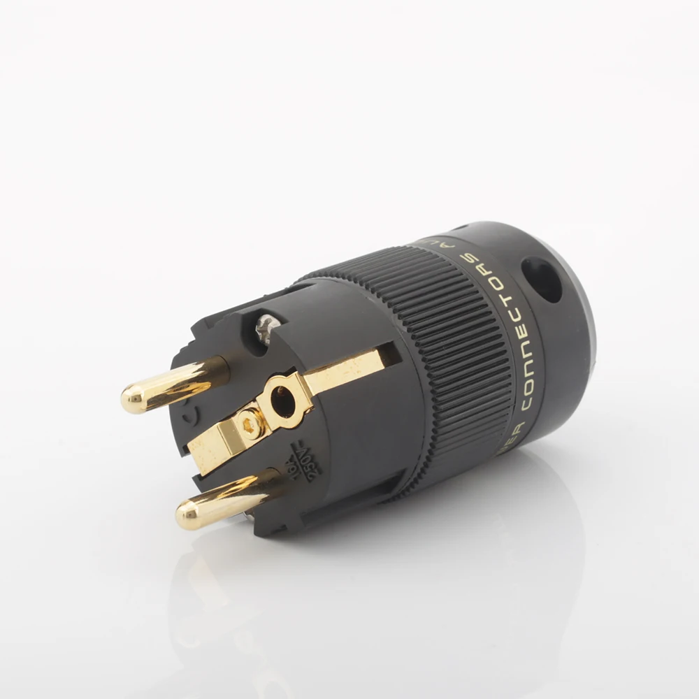 Ouro 24K, IEC Power Connector, Adaptador de alimentação de áudio, 1 par