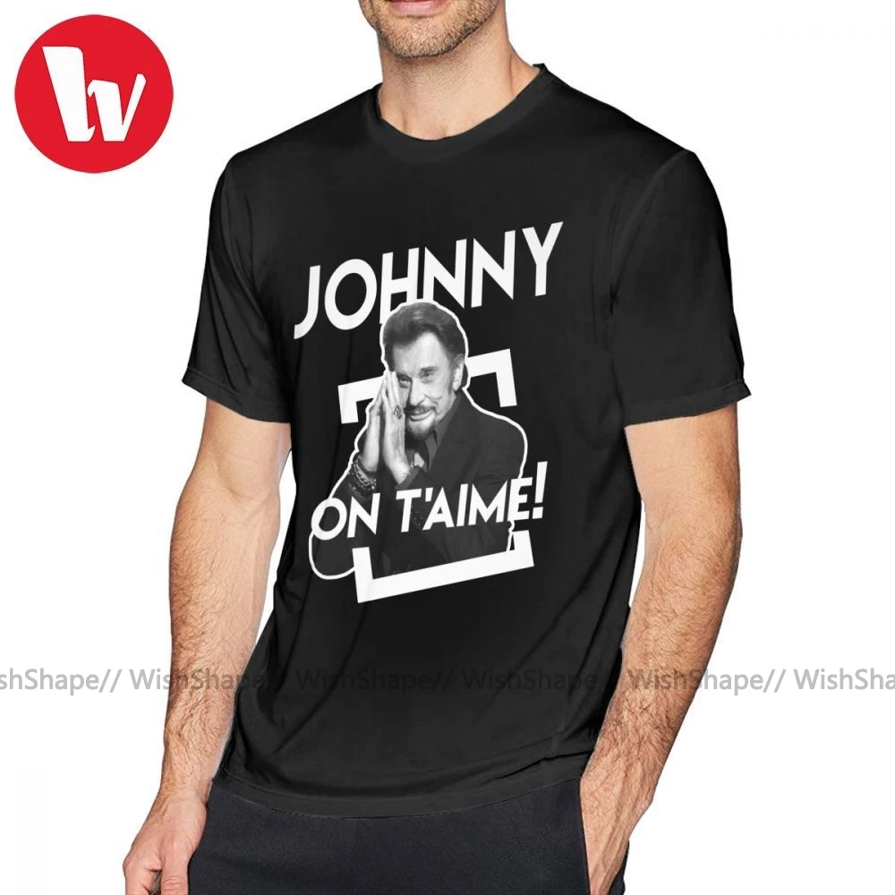 Футболка с надписью Jonny Hallyday футболка принтом On 100% хлопок Мужская коротким