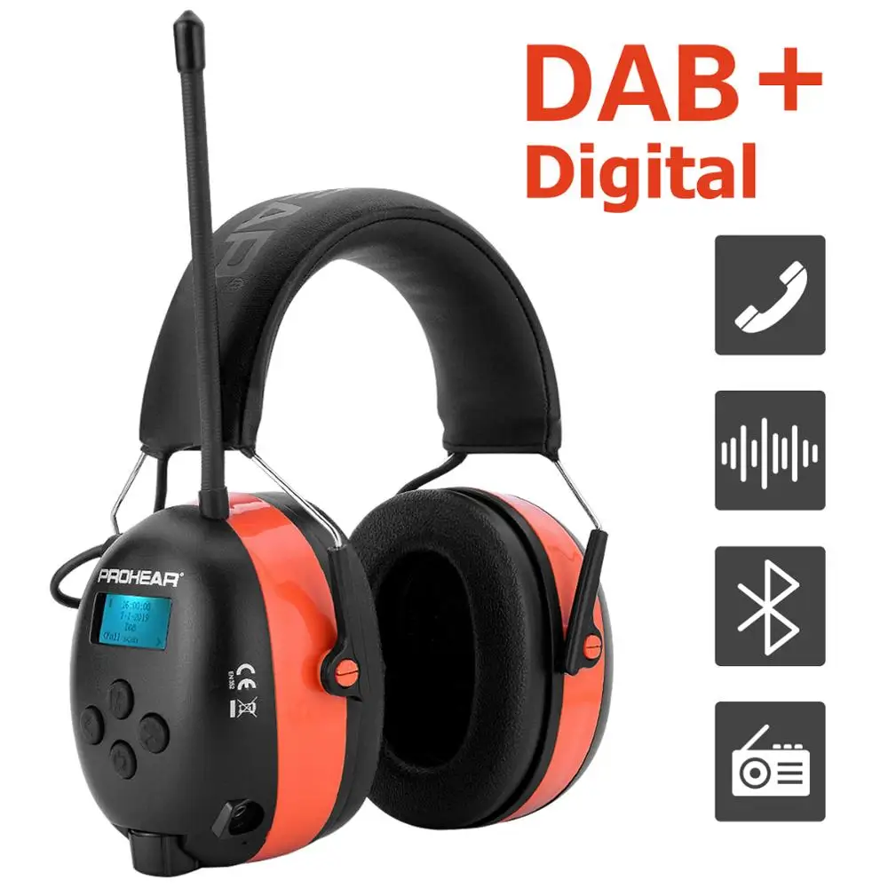 ZOHAN DAB+/DAB/FM Dab Headphone Hearing Protection Radio Electronic Bluetooth earmuffs Ear Protector 25dB lithium Battery