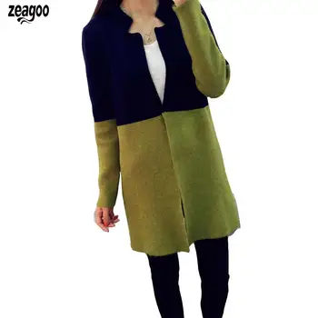 

Women Casual Cardigans Coat Sweater Color None Medium Patchwork Above Knee, Mini Knitted Cardigan Loose