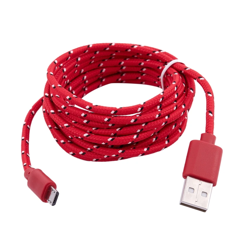 Универсальный 3 м/10FT мини USB нейлоновая сетка ткань кабель для передачи данных для samsung Galaxy S6 красный