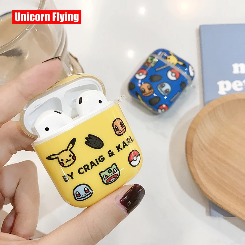 LinXiang Anime Pocket Monsters Pokemons Pikachus Hard PC Bluetooth Earphone Protective Case For Apple Airpods 1 2 Charge Box