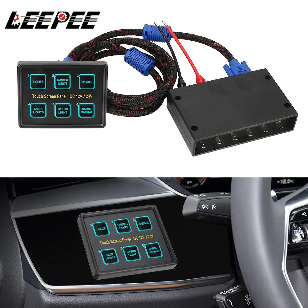 Leepee 6 Gang Led Switch Panel For Car Marine Caravan Touch Screen