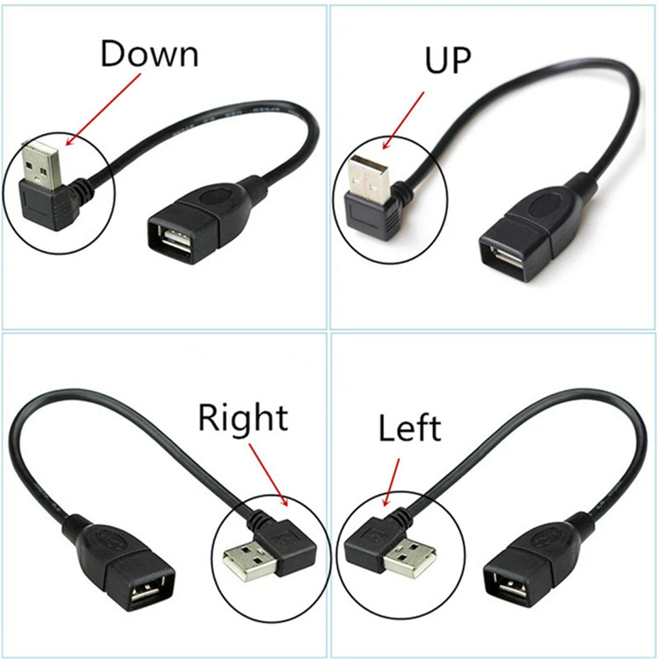 USB 2.0 Type A Male to Female Extension Cable Adapter 90 Degree Angled usb extension cable