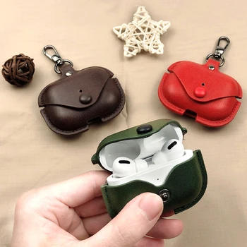 

For Airpods Pro case protective shell leather novel earphone covers style airpods buckle bluetooth earphone covers anti-fall