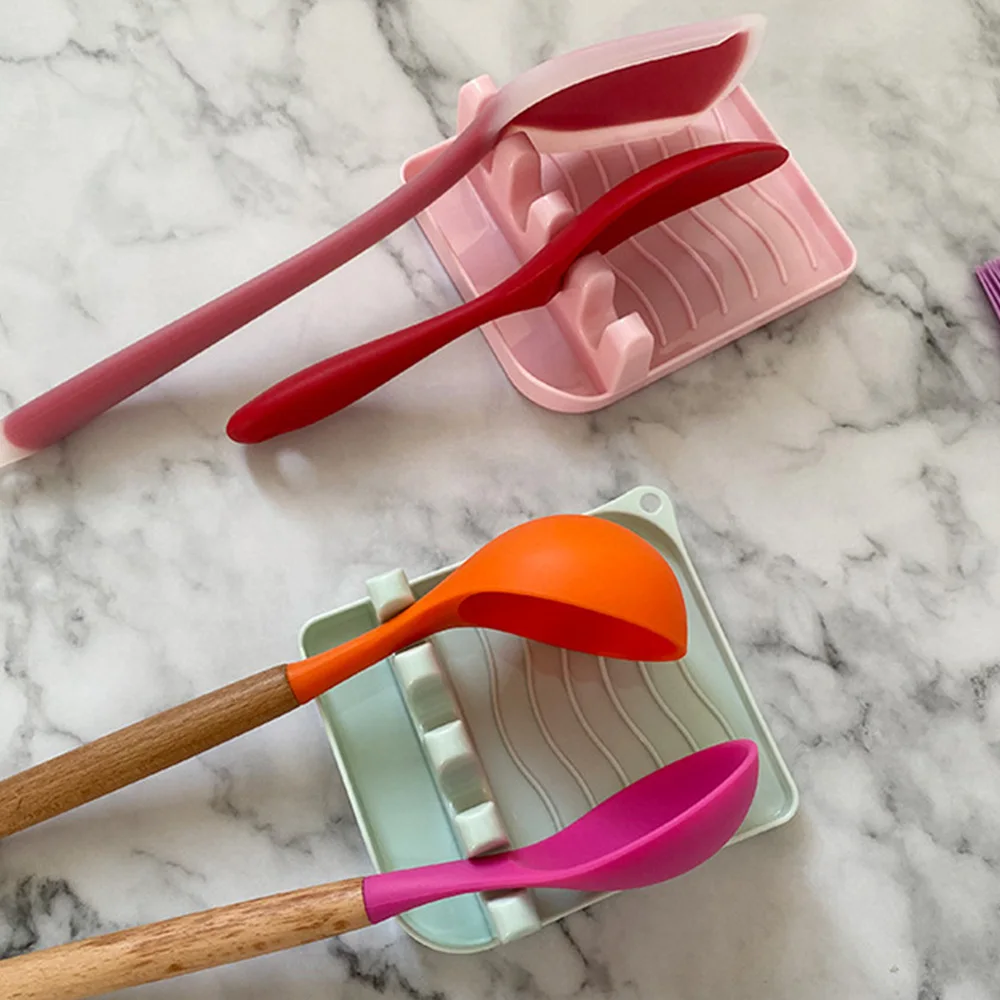 

Kitchen Spoon Holders Fork Spatula Rack Shelf Organizer Plastic Spoon Rest Chopsticks Holder Non-Slip Spoons Pad Kitchen Utensil