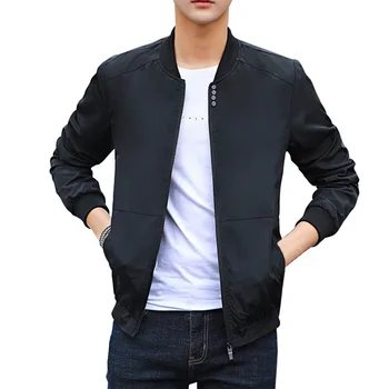

Men Casual Coat Thin Simple Baseball Collar Breathable Slim Coat for Autumn -MX8