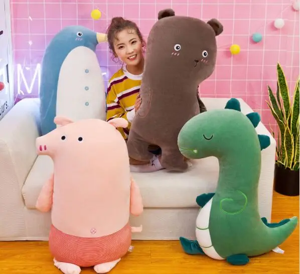 Новые игрушки динозавра из мультфильма, с изображением свинки, медведь, Пингвины плюшевые игрушки мягкие куклы подушка для сна, подушка подарок на день рождения s1087