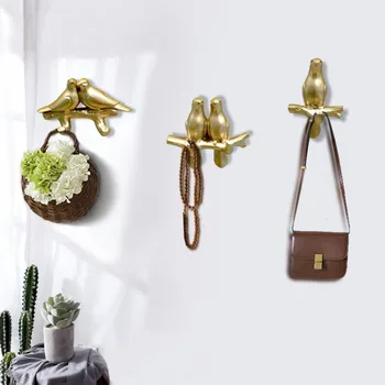 

Creative Bird Shape Wall Hooks Home Decoration Resin grain hooks bedroom door after the animals Storage Hooks Coat Hanger