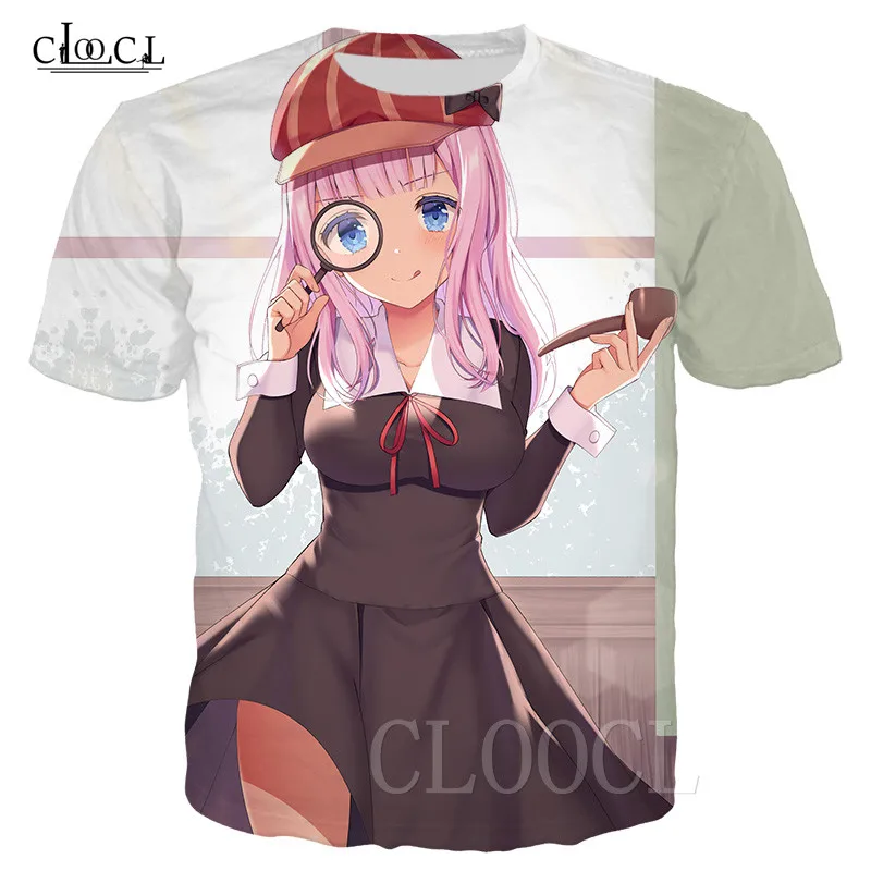 Аниме Fujiwara Chika футболки Топы 3D печать Kaguya Sama Love is War футболка Повседневная Уличная