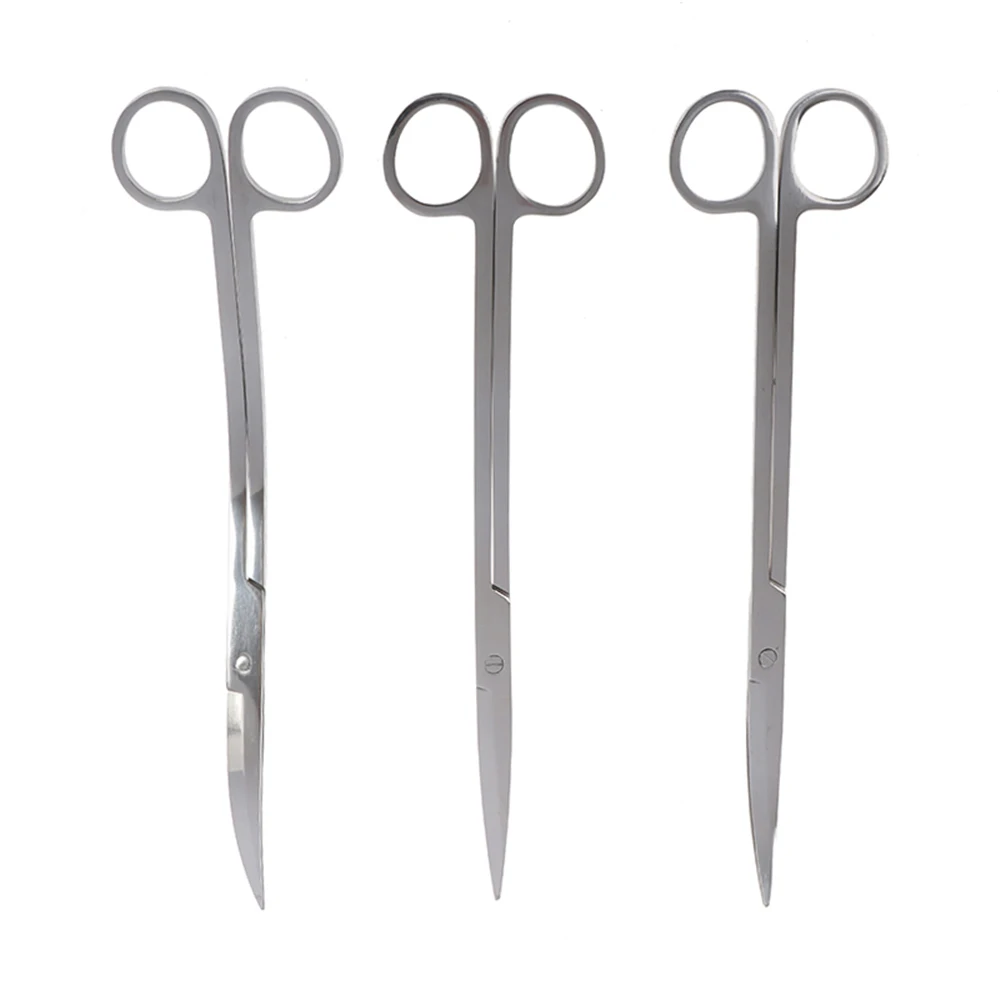 Stainless Steel Scissors 9.8' Aquarium Straight Curved Wave Scissor Aquatic Fish Tank Saltwater Freshwater Planted Cleaning Tool