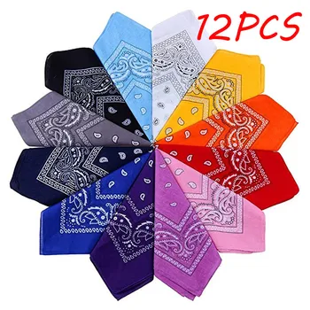 

12 pcs Dozen Paisley Bandanas Multi Colored Set Cowboy Bandanna Head Scarf Double Sided Multicolor бандана новинки 2020 женск