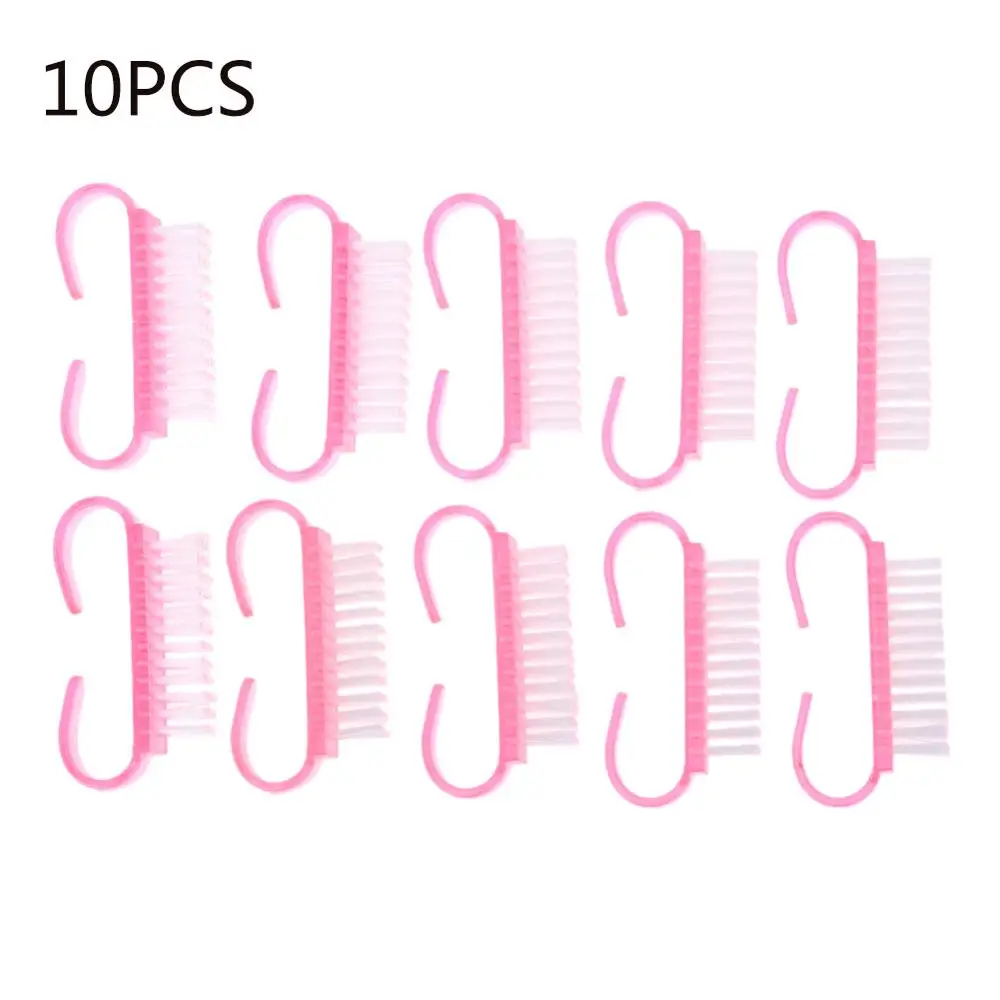10pcs 1/10 шт. щетка для чистки ногтей пилка для ногтей уход для очистки от пыли ручка щеткой инструмент с ногтевым напильником педикюрные щетки Маникюрный Инструмент - Цвет: 10pcs