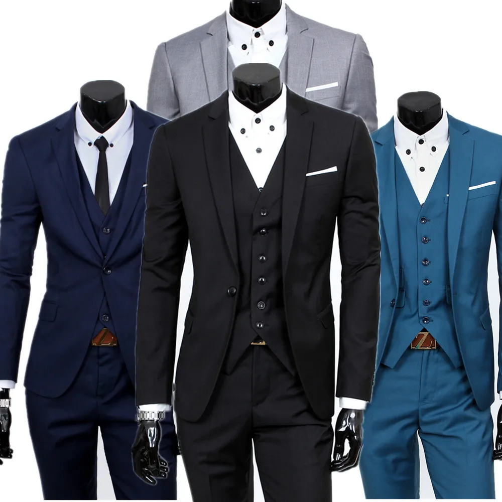 9 цветов мужской комплект из 3 предметов (пиджак + брюки жилет) Мужской Блейзер