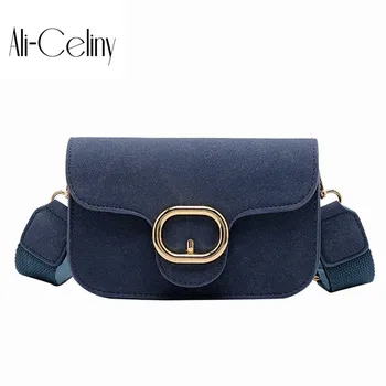 

New 2019 frosted retro small square bag simple Korean leisure women's bag wide shoulder shoulder slung bag