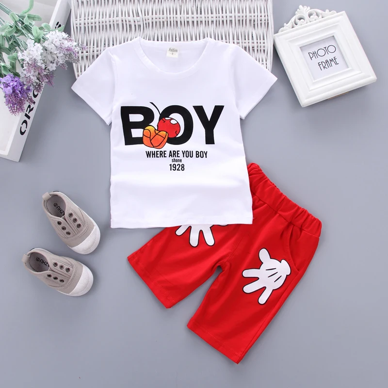 Summer T-Shirt+Short Pants 2020 Baby Boys Girls Cotton Clothing Sets Clothes Set Outfits Bebes Suits 1-4 Years 2PCS/Set CLOTHING | Мать и
