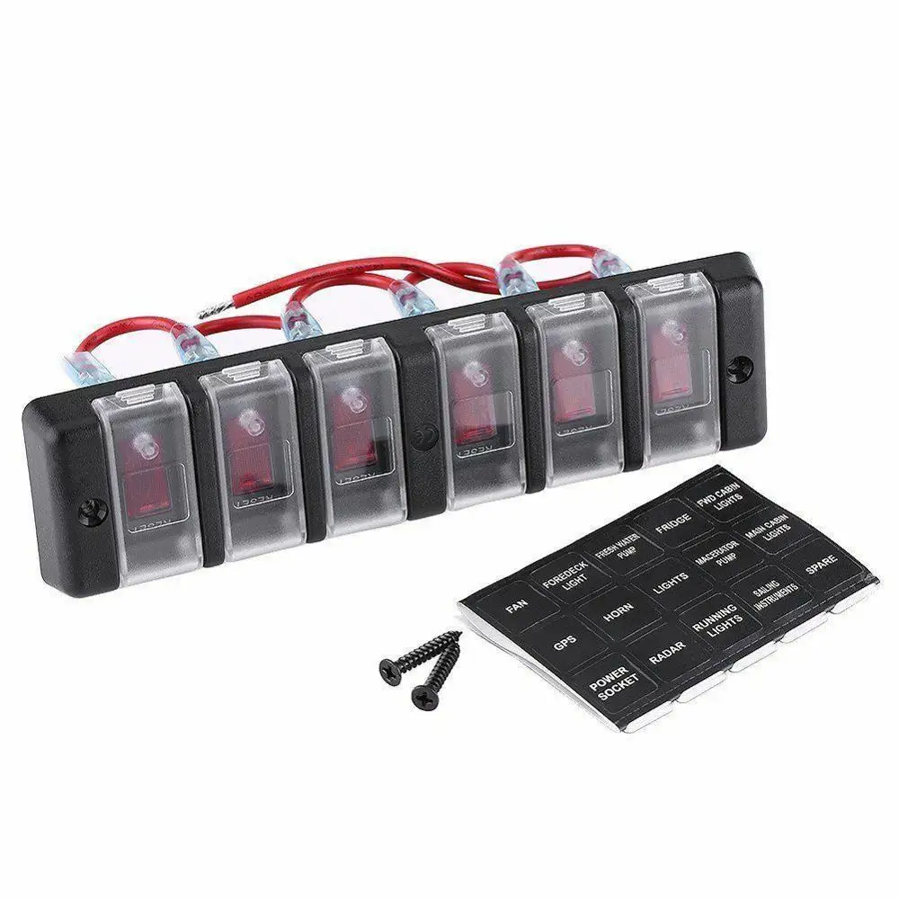 6 DC 12V 12A RV автомобиль яхта светодиодный кулисный переключатель морской панели переключатель кросс-шины предохранитель многоканальный многофункциональный выключатель питания Быстрый перезапуск одним щелчком