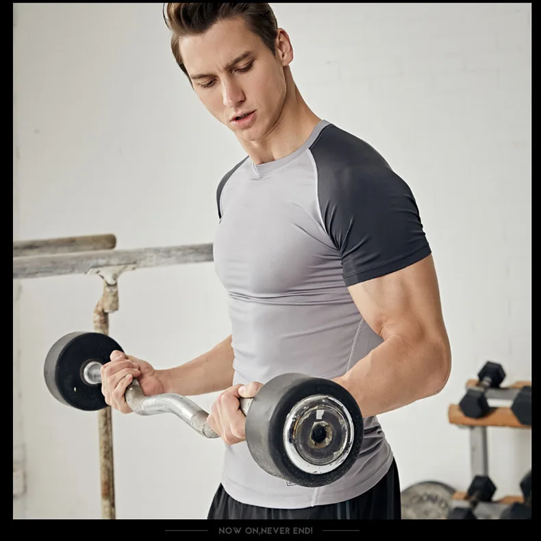 Summer Short Sleeve T-shirt Men's Summer Breathable Quick-Dry Sports Coat Men Running Gym Exercise Clothing Half Sleeve