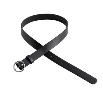 

2020 New Female Fashion Solid Round Buckle Belt Metal Buckle Casual PU Belt Women's Simple Popular Personality Waist Accessories