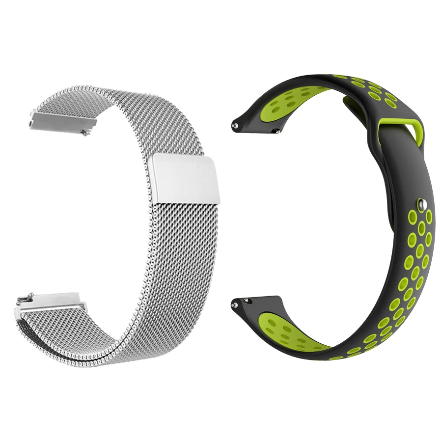 2 шт./упак. браслет для Huami Amazfit Bip ремешок Металлический Стальной ремешок для Huami Amazfit Stratos Pace GTR 47 мм 42 мм Смарт-часы - Цвет: 1silver-1blackgreen