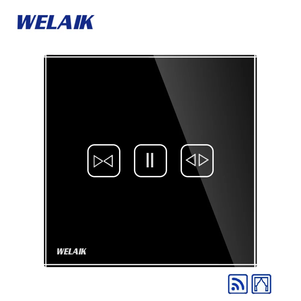 WELAIK UK RF 433 МГц настенный сенсорный выключатель-Кристалл Стекло-панель Переключатель-пульт дистанционного управления-умный занавес-переключатель B1911CLCW/BR01