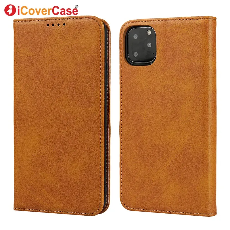 light brown Кожаный чехол-кошелек для Apple iPhone 11/11 pro/11 pro max, чехол, роскошный флип-чехол, бизнес-чехол, чехол для телефона Магнитный аксессуар - Цвет: light brown