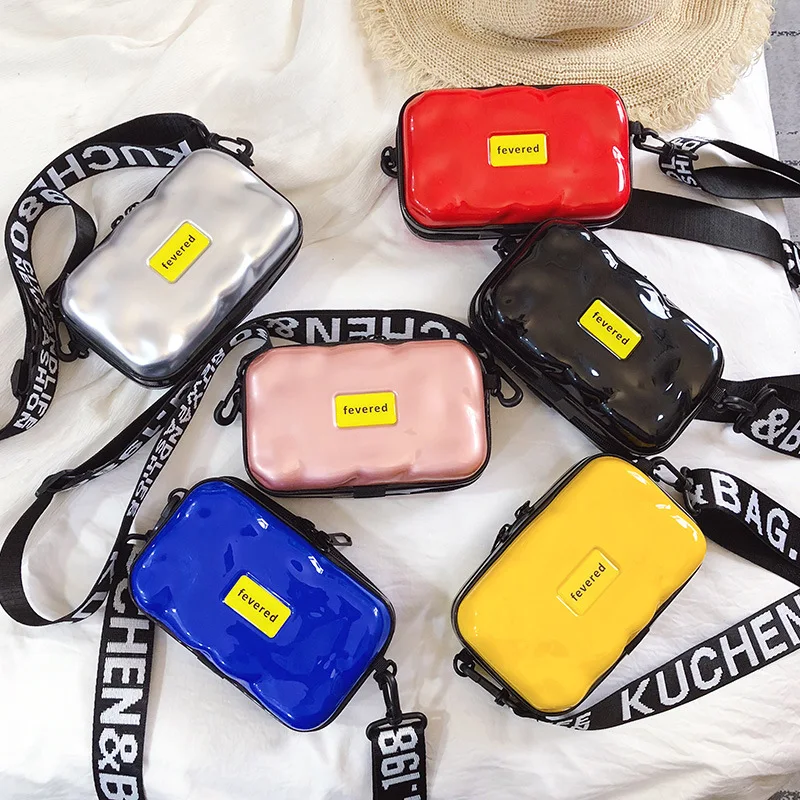 

2019 the new hard shell box irregular international fan cake box bag pull pole box single shoulder slanted women's bag