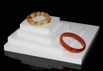 

Customized White Square Acrylic Plate Jewelry Tray Bracelet Display Rack Necklace Showcase Watch Ring Holder Earring Stand