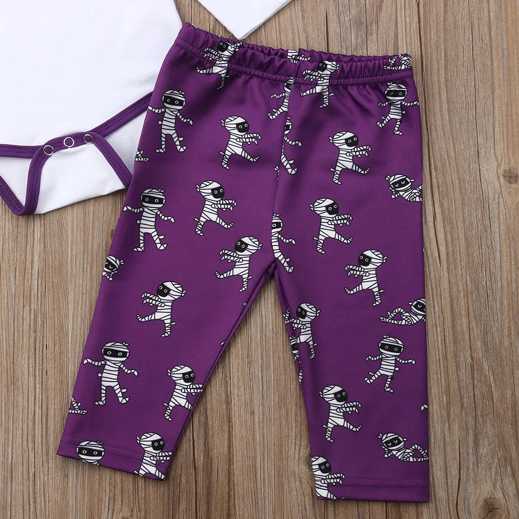 Festival-wear Clothes Newborn Infant Clothing set Baby Boy Girl Costume Halloween Print Romper Ghost Pumkin Mummy Pants Hat Set