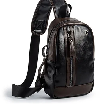 

PU Leather Small Casual Men Vintage Shoulder Bag Chest Bag Messenger Crossbody Bags Handbag Coffee