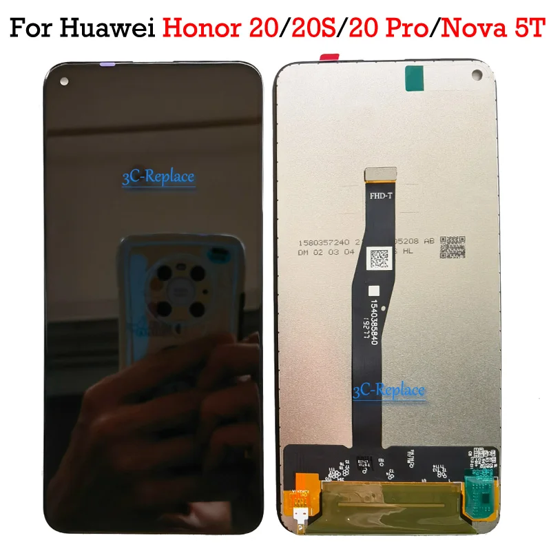 Черный ЖК-дисплей 6 3 дюйма для Huawei Honor 20 Pro / 20S YAL-AL50/Huawei Nova 5T Global сенсорный экран с