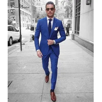 

New Men's Suit Smolking Noivo Terno Slim Fit Easculino Evening Suits For Men 2 piece suit (jacket + pants) mens solid
