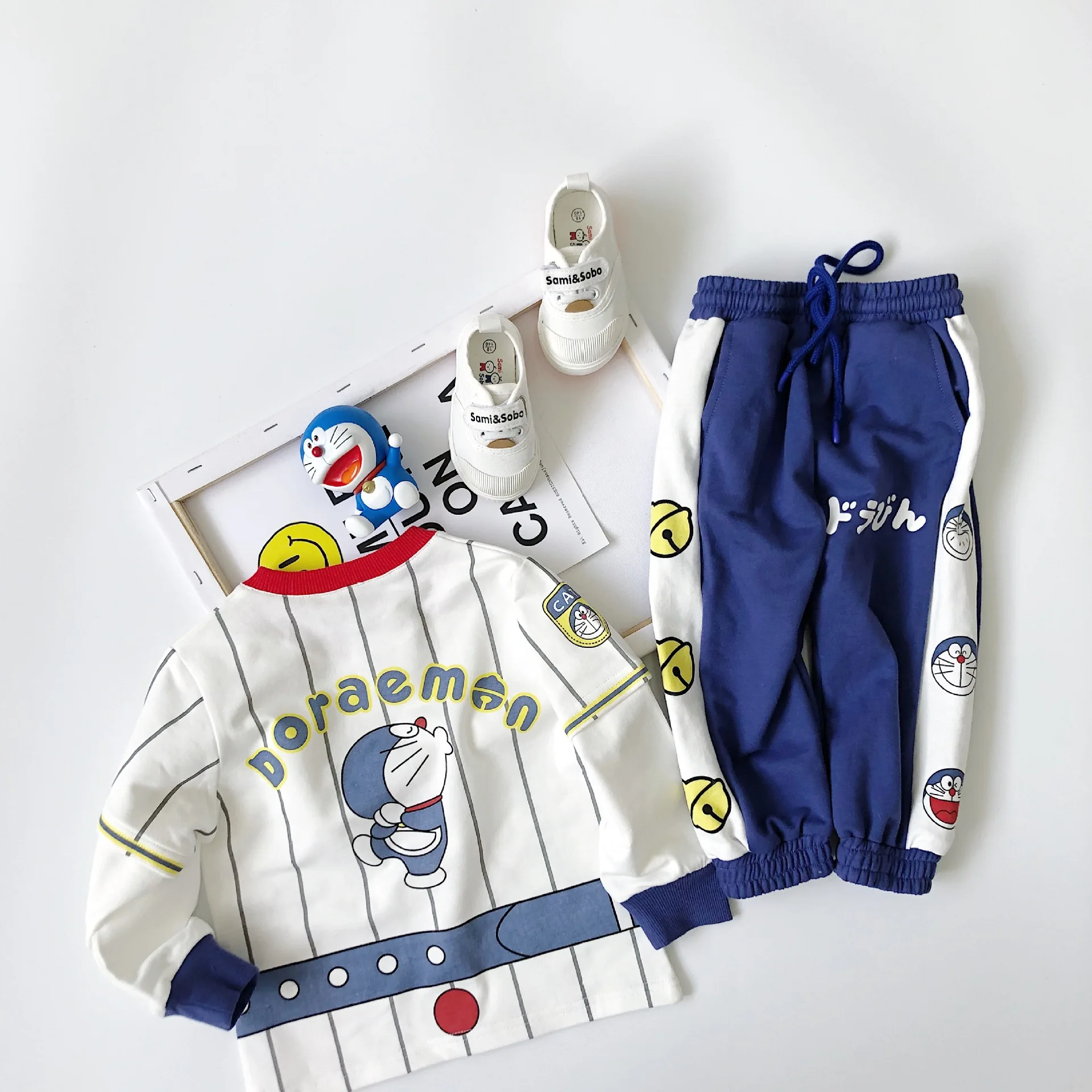 Tonytaobaby/Новая Осенняя детская одежда для мальчиков и девочек костюм с рисунком хлопковая футболка и штаны