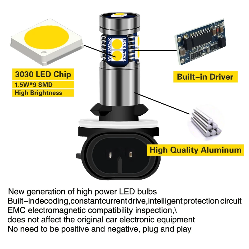 1pcs ڵ LED  881 H27 H27W Canbus    ǼƮ Elantra ҳŸ Ÿ   Sportage Sorento Ʈ/1pcs ڵ LED  881 H27 H27W Canbus    