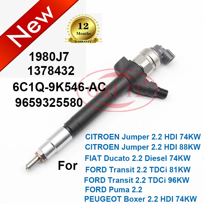 Дизельный топливный инжектор ORLTL 6C1Q-9K546-AC 1378432 1980J7 9659325580 для FIAT Ducato 2 Diesel 74KW FORD Transit