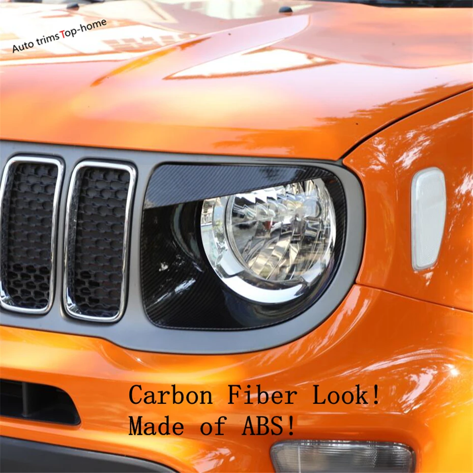 

Yimaautotrims Front Head Lights Lamp Frame Angry Birds Style Cover Trim Fit For Jeep Renegade 2019 2020 ABS Exterior Mouldings
