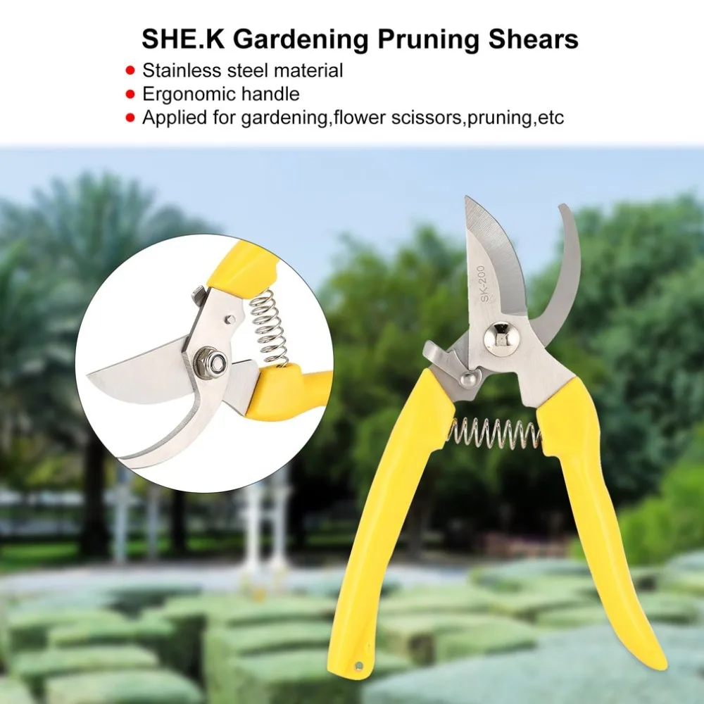 SHE.K Straight Shanks Stainless Steel Gardening Pruning Shears Garden Grafting Scissors Fruit Picking Pruning Tools