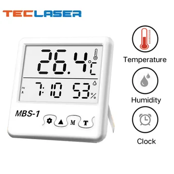 

TECLASER Digital Weather Station Indoor Room Hygrometer Clock Thermometer Large Screen New Temperature Humidity Meter MBS1