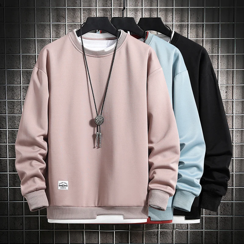 Hot New Spring Autumn Solid Color Casual Mens Sweatshirts Men Fashion Harajuku Streetwear Hoodies Sweatshirt Tops