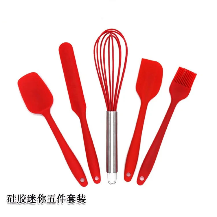 Красная кухонная утварь 5 шт. термостойкие силиконовые кухонные инструменты для