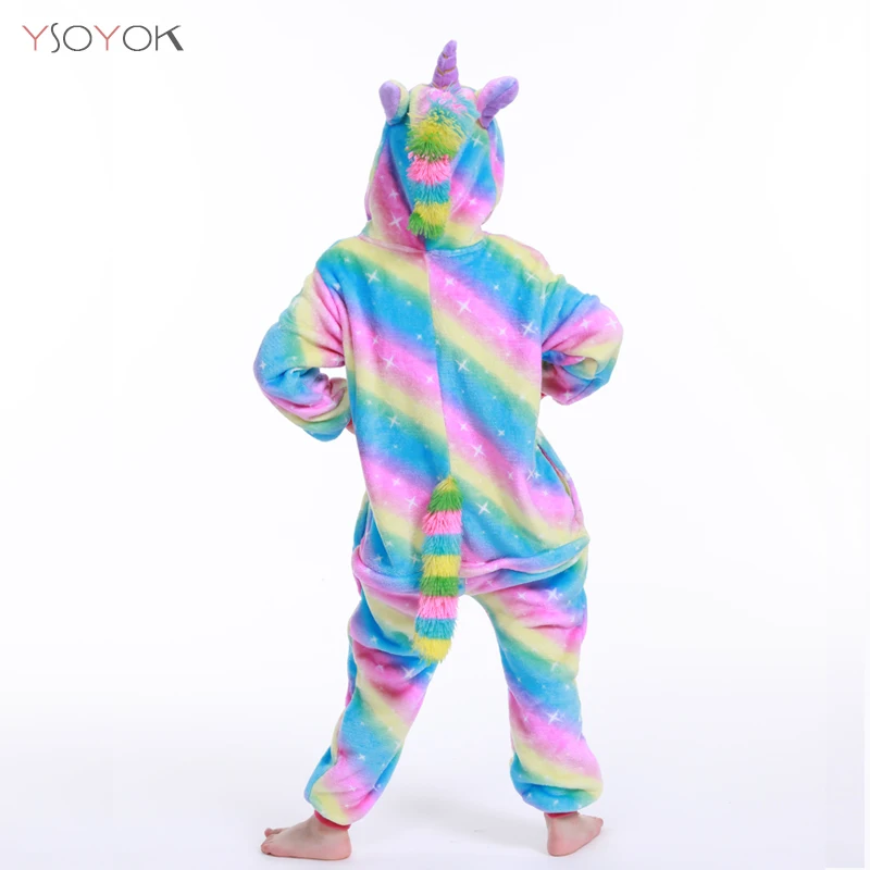 Пижама кигуруми Детская для маленьких девочек с радужным единорогом одежда сна