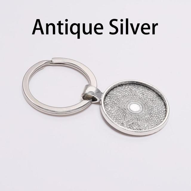 Keychain Pendant Bezel Blank Cabochon Base Setting Llaveros clasp Findings Keyring For DIY Jewelry Making Supplies