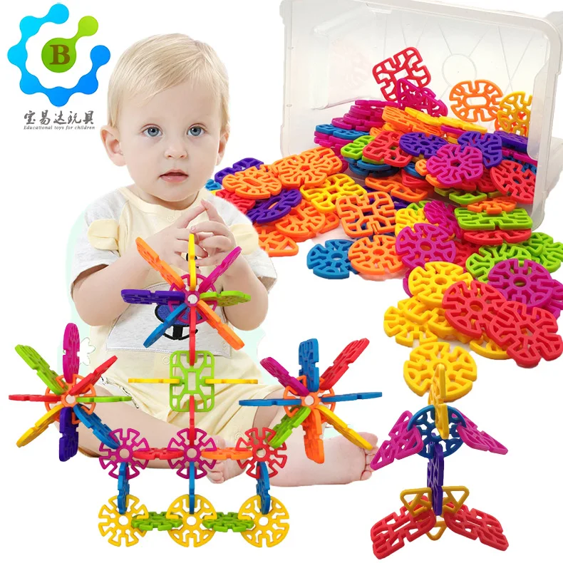 

Plastic Large Particles Children Splicing Toys Educational Early Education Geometry Snowflake Building Blocks Toy