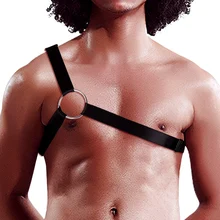 Мужской ремень для геев, БДСМ, связывание, одно плечо, с ремешками, эластичный пояс для мышц груди, необычный клубный костюм для вечеринки