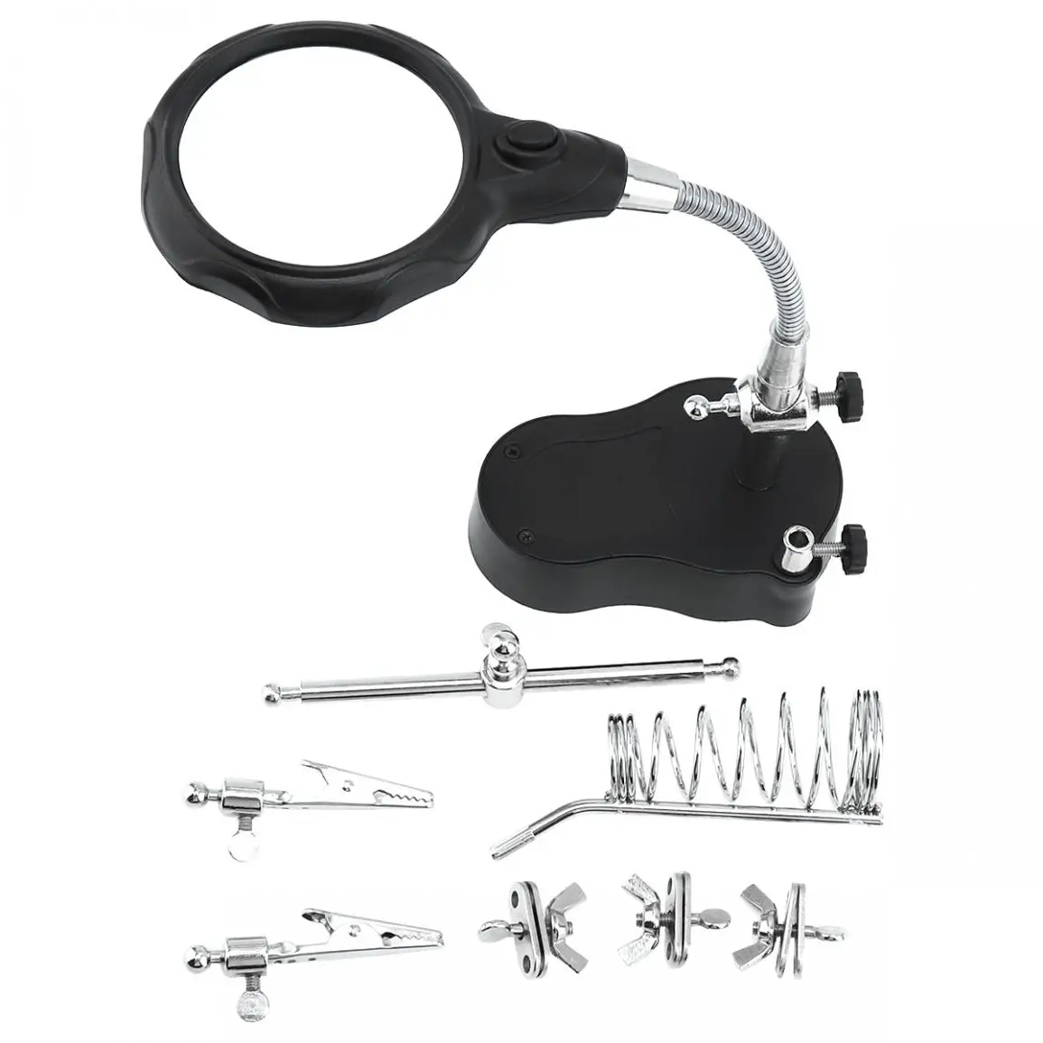 Adjustable 3.5X 12X Helping Hand Clip LED Light Magnifying Glass Lens Desk Desktop Table Magnifier Lamp Loupe Solder Iron Stand Adjustable 3.5X 12X Helping Hand Clip LED Light Magnifying Glass Lens Desk Desktop Table Magnifier Lamp Loupe Solder Iron Stand