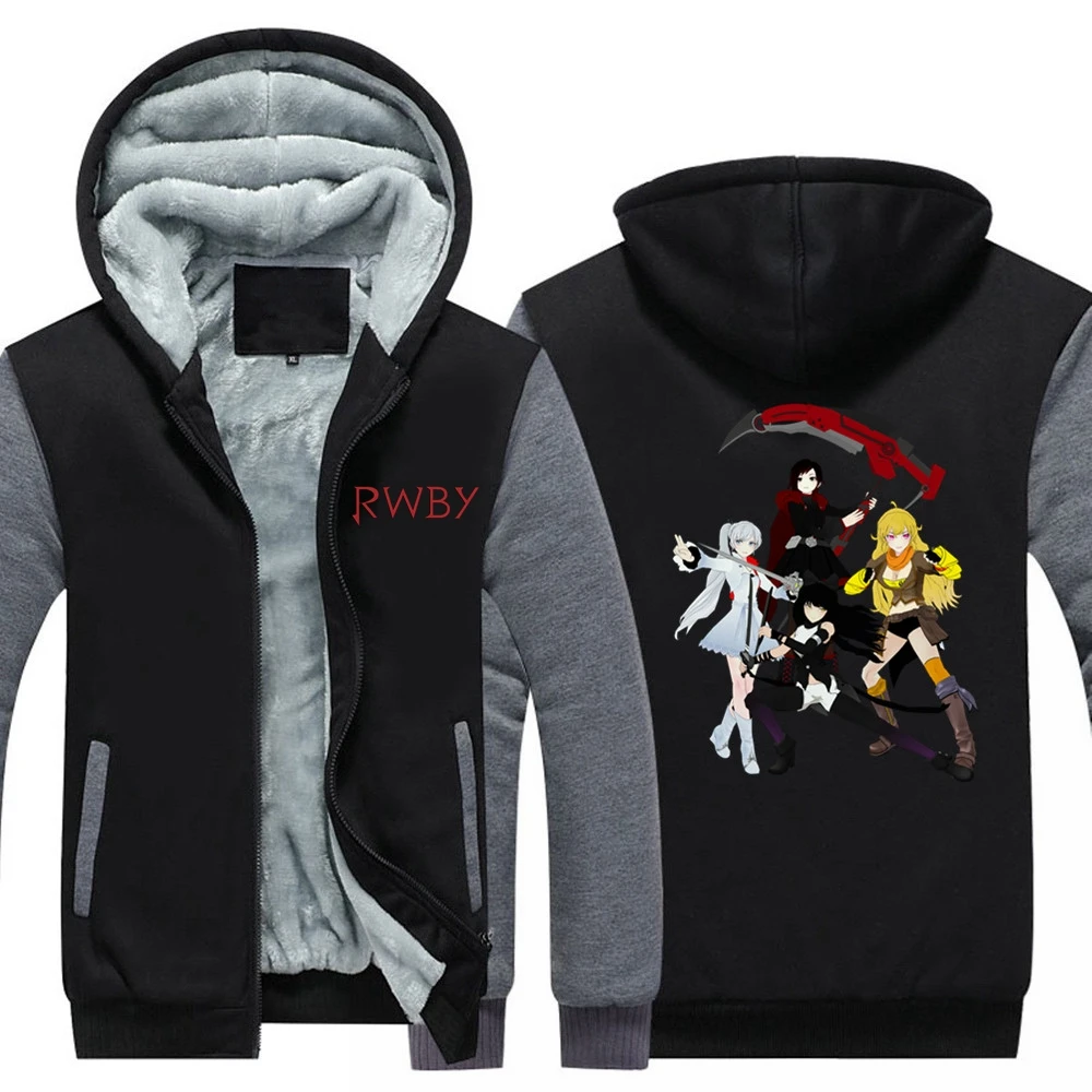 5 стилей RWBY Толстовка Рубиновая Роза аниме пальто куртка зимняя мужская Толстая толстовка на молнии