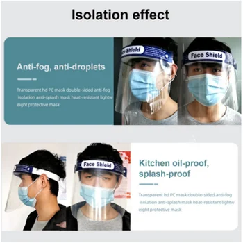 

10/20/30/50 pcs Face Shield Splash-proof Dust-proof Mask Head-mounted Transparent Protect Mask Adjustable Protective Face Mask